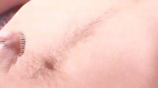 American amateur with a goatee jerking off with power