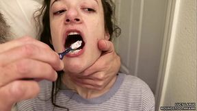 Older Dom Brushes Young Subs Teeth