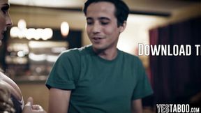 Hungry teen stepson and older stepdad fuck busty MILF stepmom