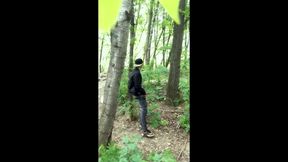 Bad Boy Jerks While Smoking Cigarette in a Forest - Almost Caught - so His Balls Stay Full