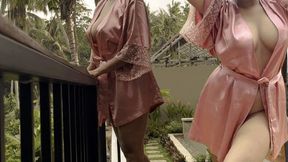 Silk Satin Georgeous Woman with Big Boobs Big Booty