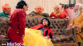 Lost Snow White Gets Fucked Deeply By Seven Tiny Heroes In The Woods