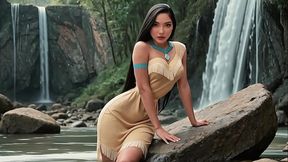 Pocahontas - Sex with Gorgeous Native American at Waterfall (AI-Generated)