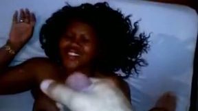 White dude provides hilarious curly ebony GF with cum pearl lace