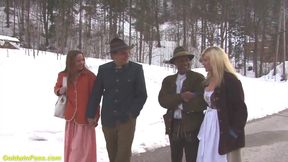 Rough german orgy with 2 hot MILFs