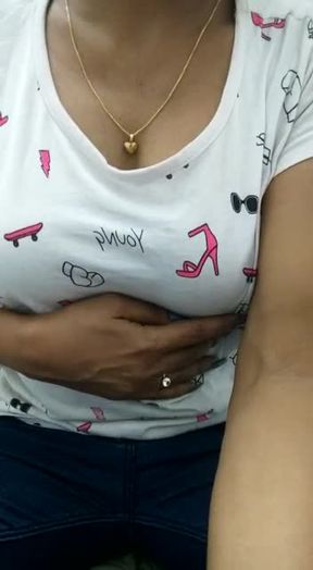 Janavee  Pressing Breasts over Clothes.