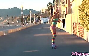 Twistys - Roller teen Heather Vandeven strips for photoshoot