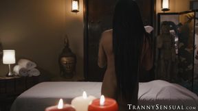 Busty tranny Eva Maxim hardcore fucked after sensual massage