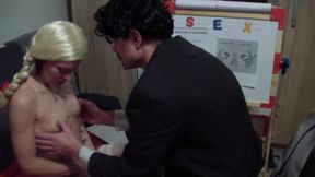 Russian Blond Hair student 18+ Fucks During Lesson Of Anatomy