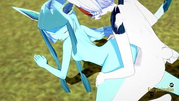 Pokemon Hentai Furry Yiff 3D - Glaceon handjob and fucked by Cinderace with creampie