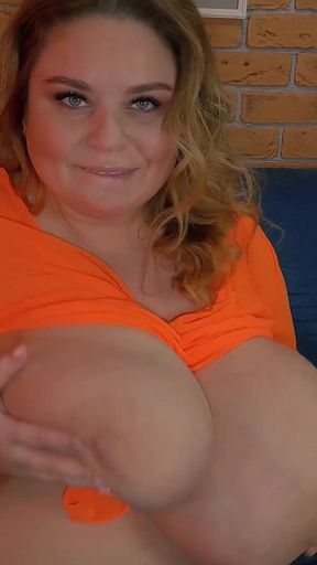 BBW Ann Katz Playing with Her Large Breasts