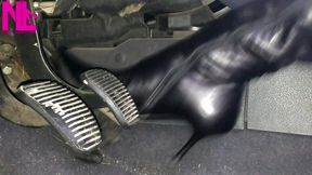 Pedal Pumping and Unzipping My Black Leather High Heeled Boots