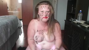 Topless Big Boobs BBW Degrading Herself Out of Rage