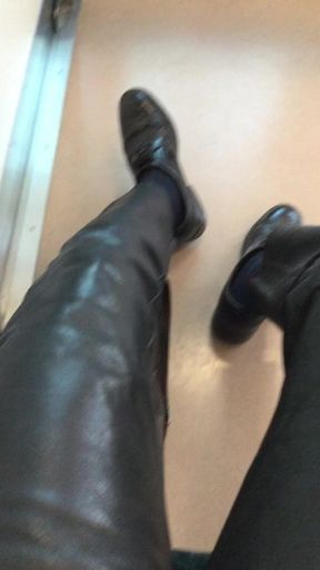 Leather pants and train