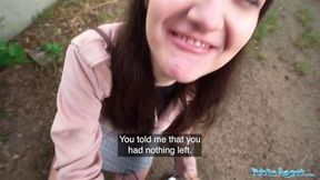 Public Agent very cute college art student with natural tits studies a big dick outdoors