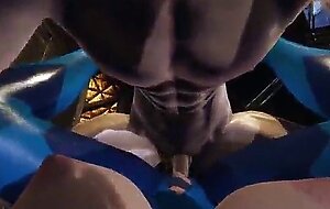 Samus-aran in a threesome with two men in a space station