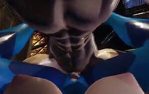 Samus-aran in a threesome with two men in a space station