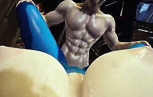 Samus-aran in a threesome with two men in a space station