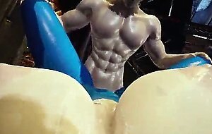 Samus-aran in a threesome with two men in a space station
