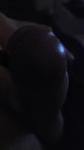Massaging my cock alone on the sofa in the evening