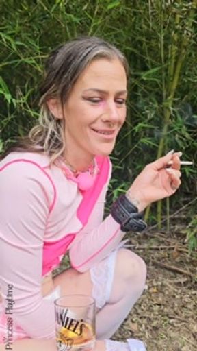 Quick smoke break before getting face-fucked