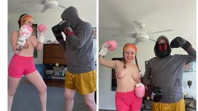 Sassy vs Tim topless competitive boxing