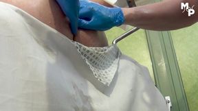 Pornstar Marcus Pollack on doctors gyno chair for extreme anal
