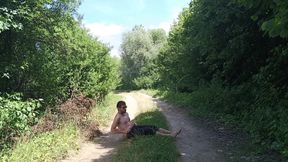 Risky Cock Jerking on an Abandoned Field / Risky Solo Outdoors