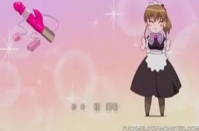 Watch as the boss watches as busty Japanese maid masturbates hard while wearing a costume
