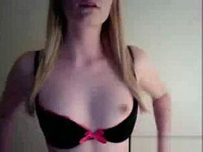 Blonde teen playing with her tits and pussy on webcam