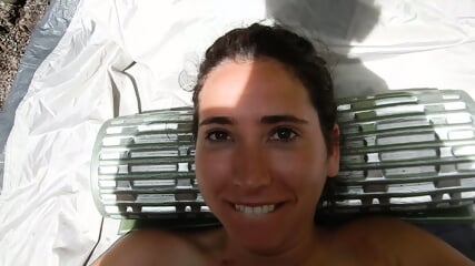 Nude sunbather sucks a stranger's dick