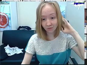 Lovely blonde Amateur teen with small tits dancing naked on webcam