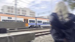 showing ass when crossdressed in the middle of the city (train)