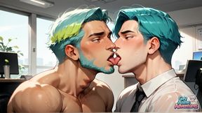The Teal-haired Muscle Lover Fills the Office Orgy Quota with His Freshest Honey - Wow, First-time XXX!