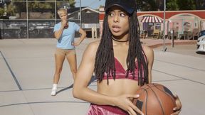 Sensual girlfriends Kira Noir and Ryan Keely are screwing on the table