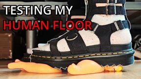 TESTING my HUMAN FLOOR - My shrunk roommate is my Floor - Shrunk Guy get's ignored and trampled - Trampling squishy man under Doc Martens Platform Sandals - Trampling, Crushing, Stomping the body, arms, legs and head and face [1080p]