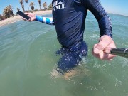 Surfer gets erect in his lycra for the pleasure of the people