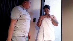 In towel they receive me order from Temu, the hot big ass brunette
