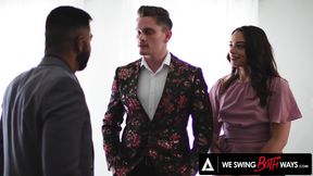 WE SWING BOTH WAYS - Perfect Bisexual DP And Cum Sharing During Hot Threesome
