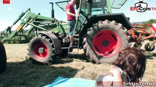 German thin older mom pounded public with a farmer