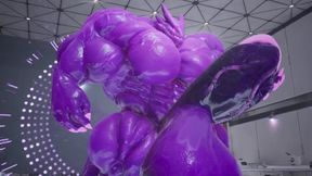 Monster grows MASSIVE with hyper muscle cum drip gay furry animation
