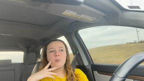 Sassy Savage Smokes in the Car