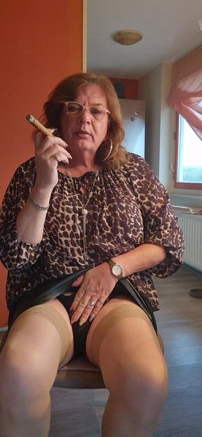 A little teasing while smoking a cigar