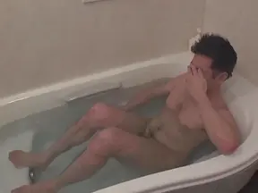 Three hot teens play with one dick in the bathtub