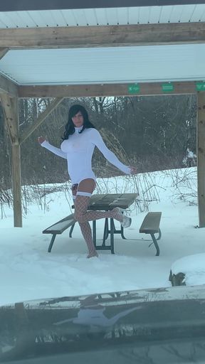 Crossdresser Posing Outdoor