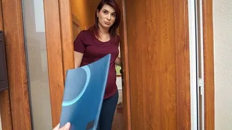 Redhead pregnant wife gets rough doggystyle sex over money debts