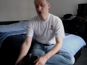 Kudoslong introduces himself strips naked to show hairy cock and wanks