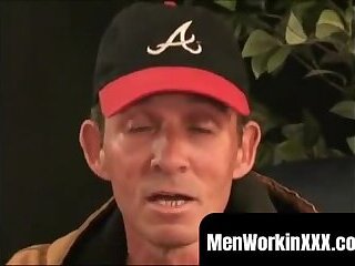 Mature homo strips down and jerks off before coming hard