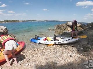 Matty Mila Perez and Josie Kayak Stripped to a Hidden Adriatic Island, Hike, and Embrace Tribal Instincts
