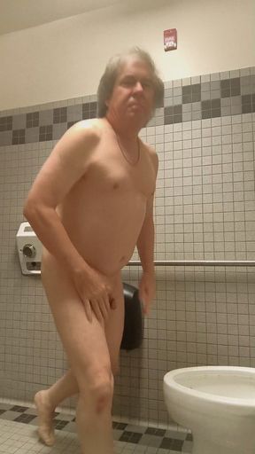 American Nudist: Using a Public Toilet to Freshen up